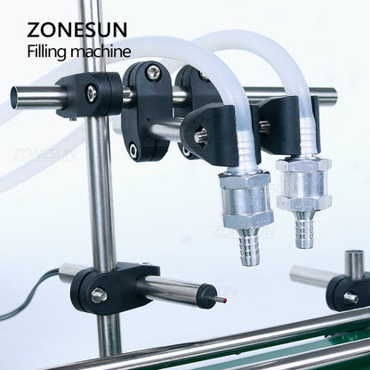 ZONESUN ZS-DPYT200L 5-500ml Automatic 2 Heads Liquid Filling Machine With Longer Conveyor