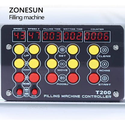 ZONESUN ZS-DPYT200L 5-500ml Automatic 2 Heads Liquid Filling Machine With Longer Conveyor