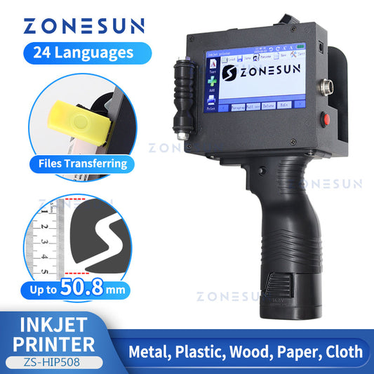 Impresora de inyección de tinta multilingüe portátil ZONESUN ZS-HIP508 