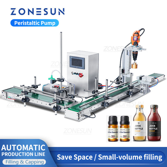 ZONESUN ZS-FAL90S Small Automatic Peristaltic/Magnetic Pump Liquid Filling Capping Machine