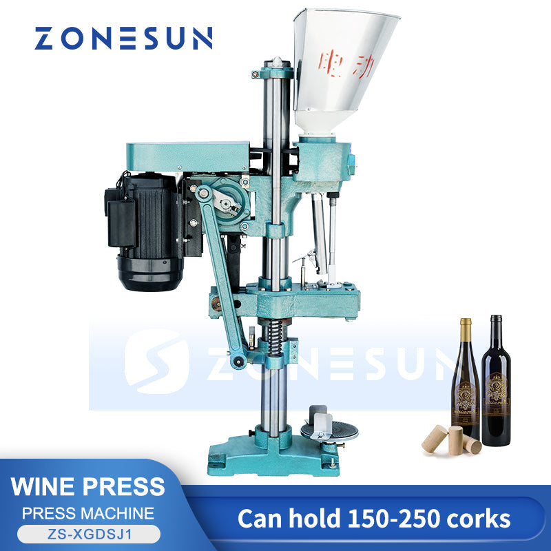 ZONESUN ZS-XGDSJ1 Semi Automatic Wine Bottles Wooden Cork Feeding And Pressing Machine