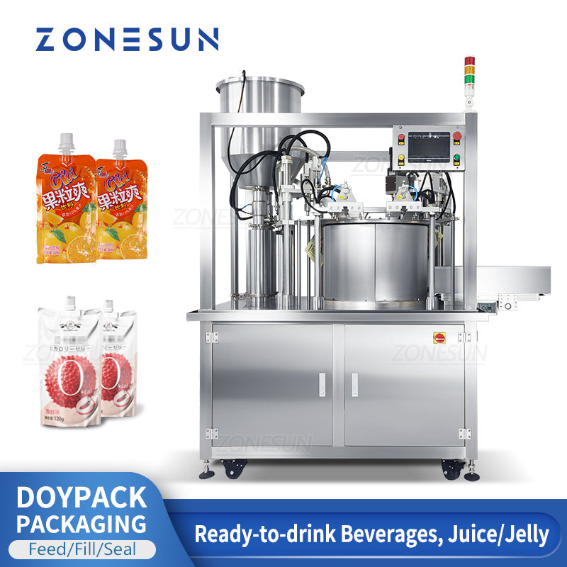 Tappatrice riempitrice per alimentazione servo Doypack ZONESUN ZS-YTZL2 con trasportatore 