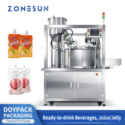 Tappatrice riempitrice per alimentazione servo Doypack ZONESUN ZS-YTZL2 con trasportatore 