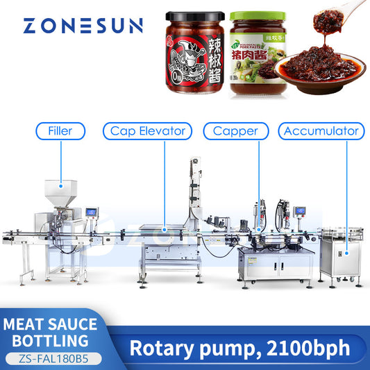 ZONESUN ZS-FAL180B5 Linea di produzione automatica di tappatura per riempimento di pasta di sugo di carne 