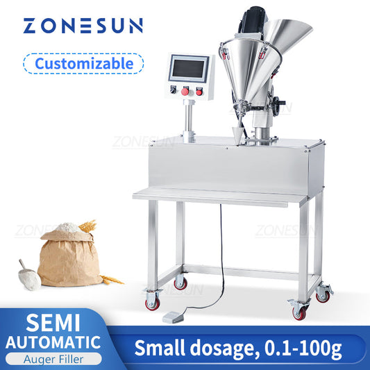 Máquina llenadora de polvo semiautomática ZONESUN ZS-FM100P 0,1-100g