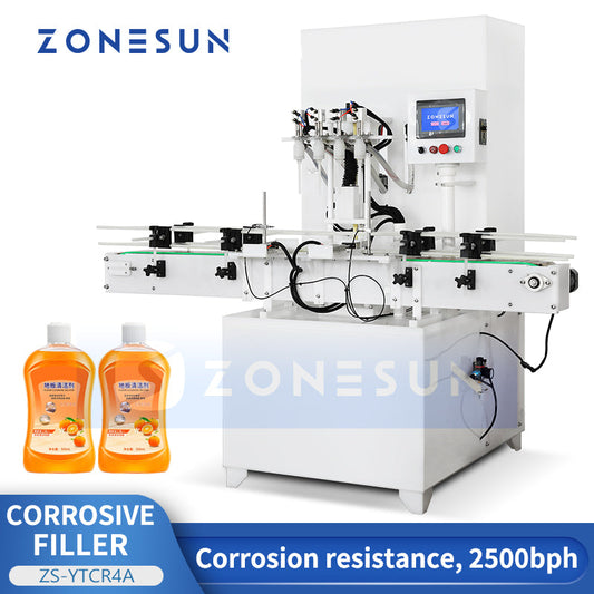 ZONESUN ZS-YTCR4A Máquina automática de llenado de líquidos contra corrosión de 4 boquillas 