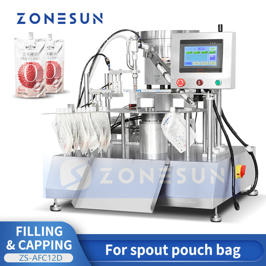 ZONESUN ZS-AFC12D Tappatrice di riempimento di liquidi con pompa a pistone con beccuccio automatico 