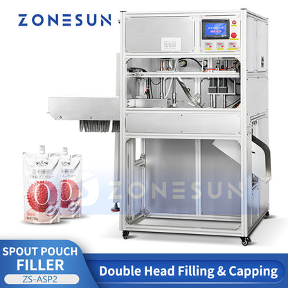 ZONESUN ZS-ASP2 Automatic Spout Pouch Piston Pump Liquid Filling Capping Machine