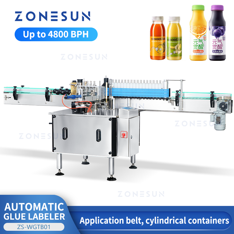 Máquina etiquetadora automática de pegamento para botellas redondas ZONESUN ZS-WGTB01 