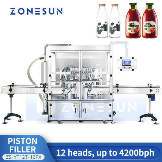 ZONESUN ZS-YT12T-12PX 12 Nozzles Servo Motor Paste Filling Machine With Feeding Pump