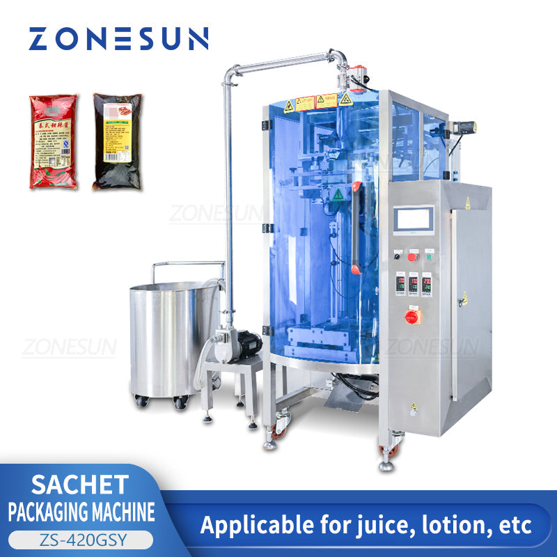 ZONESUN ZS-420GSY Macchina sigillatrice riempitrice automatica per pasta con serbatoio e pompa di alimentazione