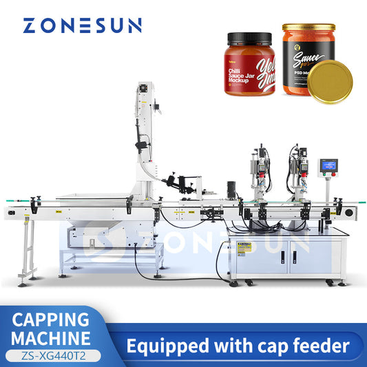 ZONESUN ZS-XG440T2 Automatic Metal Twist Off Feeding Capping Machine