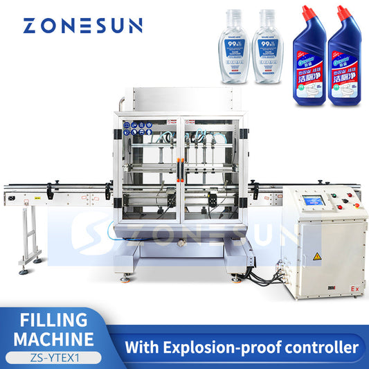 ZONESUN ZS-YTEX1 Máquina automática de llenado por gravedad de líquidos a prueba de explosiones con 6 boquillas 