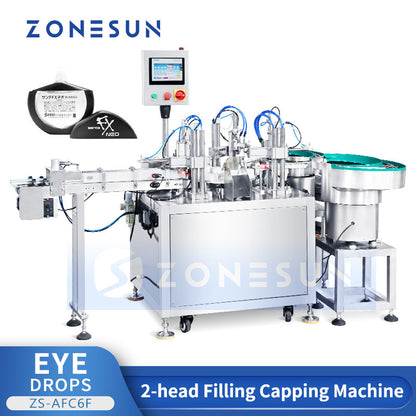 ZONESUN ZS-AFC6F Bomba peristáltica automática Máquina tapadora de llenado de líquidos de botella plana 