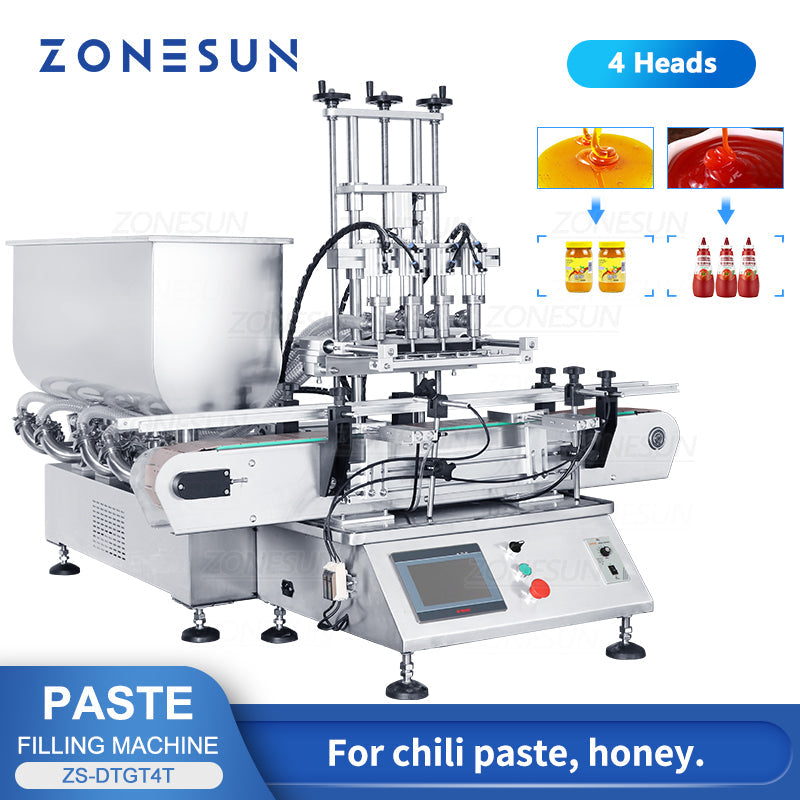 ZONESUN ZS-DTGT4T Pneumatic 4 Nozzles Paste Liquid Filling Machine