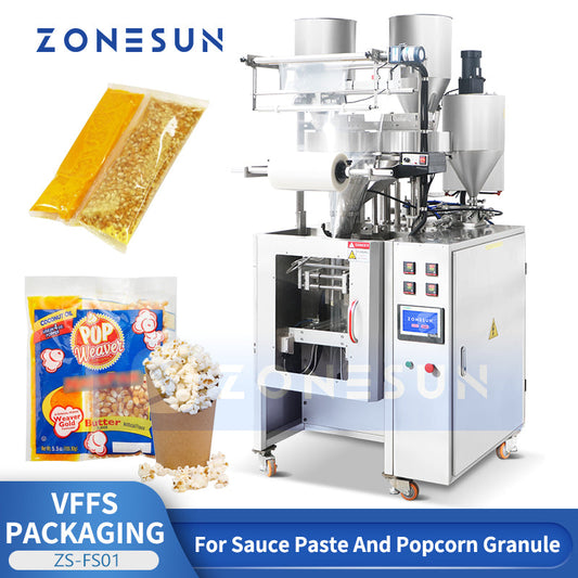 ZONESUN ZS-FS01 Autoamtc Máquina de sellado y llenado de gránulos líquidos para bolsas de palomitas de maíz 