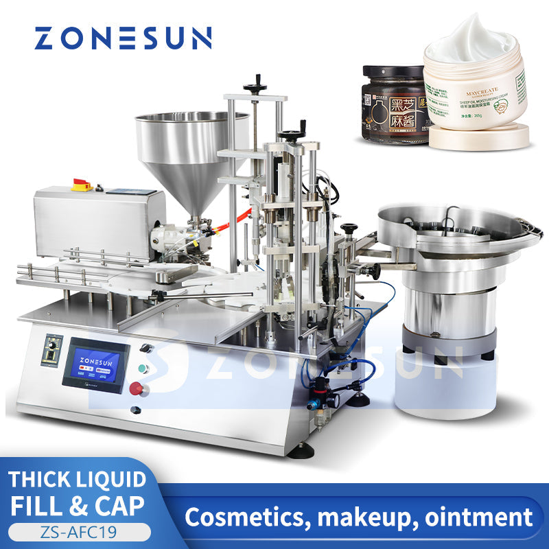 ZONESUN ZS-AFC19 Automatic Rotor Pump Thick Liquid Filling Capping Machine with Vibratory Feeder