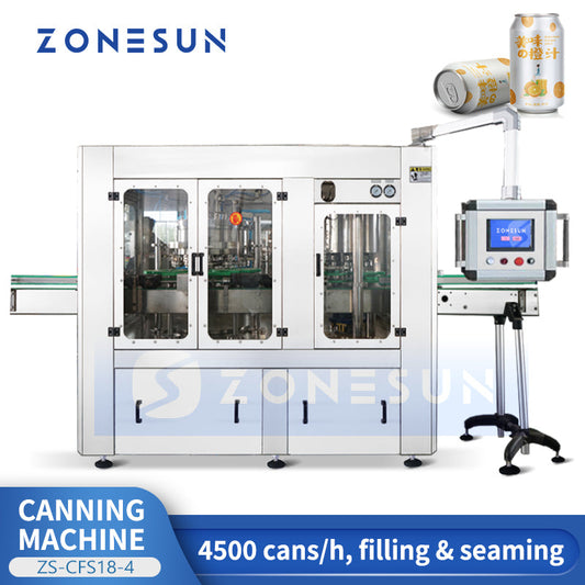 ZONESUN ZS-CFS18-4 Macchina automatica per la sigillatura del riempimento isobatico di lattine di liquidi 