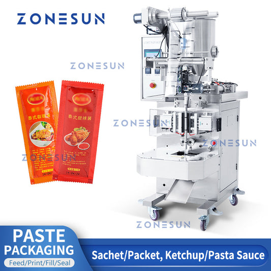 Máquina llenadora y selladora automática de pasta ZONESUN ZS-S100 con impresora de fecha 