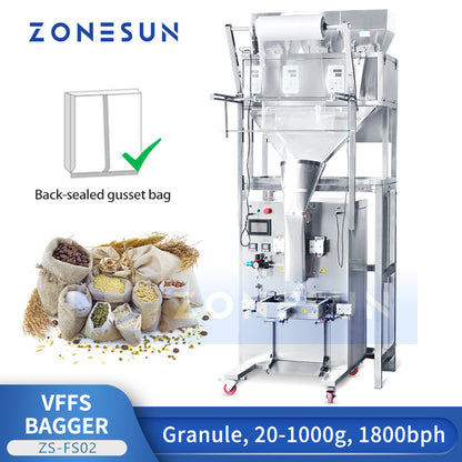 ZONESUN ZS-FS02 Macchina per sigillare il riempimento e pesare i sacchetti di granuli a tre teste completamente automatica