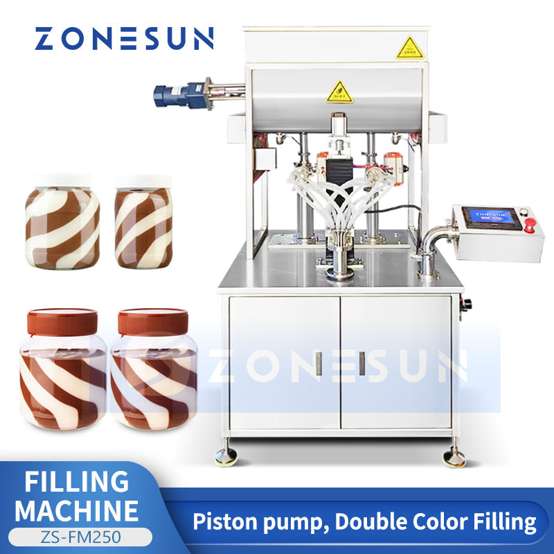 ZONESUN ZS-FM250 Semi-automatic Dual-Color Swirl Paste Piston Pump Filling Machine