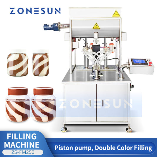 ZONESUN ZS-FM250 Semi-automatic Dual-Color Swirl Paste Piston Pump Filling Machine