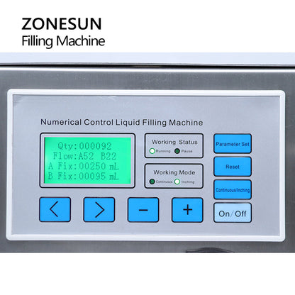 ZONESUN ZS-MPZ2 Máquina de llenado de líquidos con bomba magnética semiautomática de 2 boquillas 