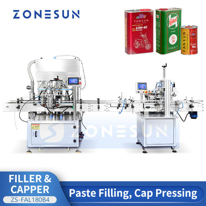 ZONESUN ZS-FAL180B4 Automatic Paste Bottle Filling Cap Pressing Production Line