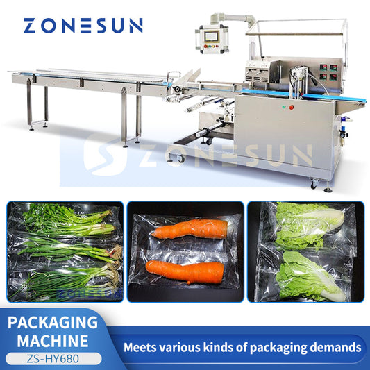 ZONESUN ZS-HY680 Máquina automática de sellado y envasado de verduras de flujo horizontal