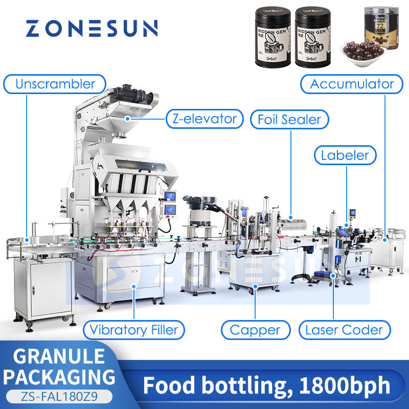 ZONESUN ZS-FAL180Z9 Linea di produzione automatica per l'imballaggio di granuli