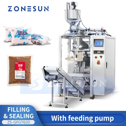 ZONESUN ZS-GFGT620 Macchina per il riempimento di sacchetti di bustine di pasta completamente automatica con pompa di alimentazione 