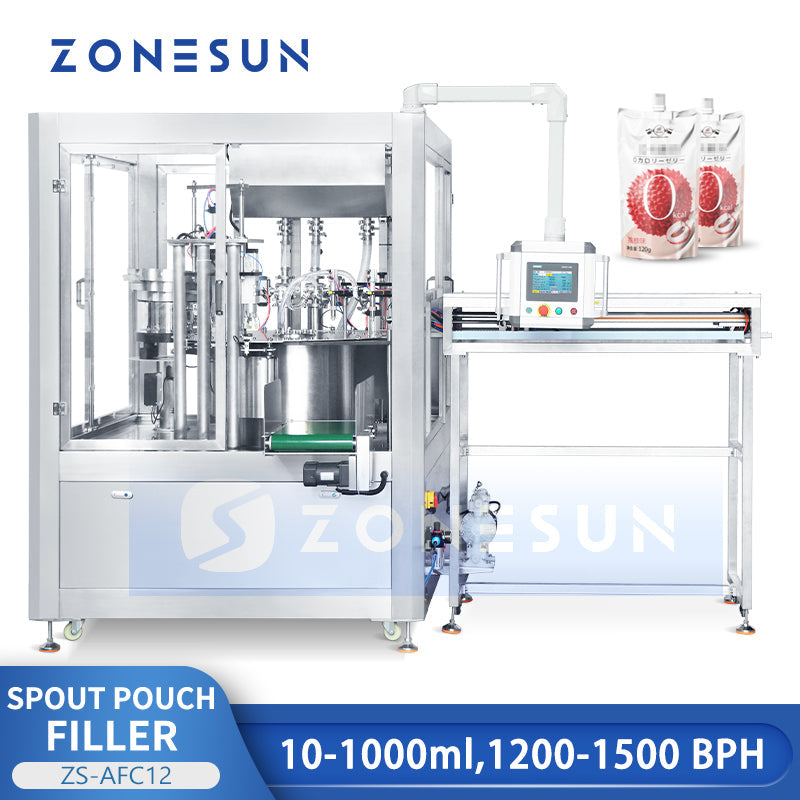 ZONESUN ZS-AFC12 Automatic Paste Liquid Spout Pouch Bag Filling Capping Machine