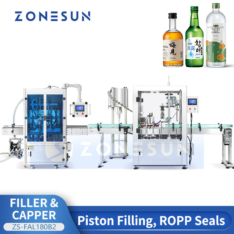 ZONESUN ZS-FAL180B2 Automatic Pilfer Proof Piston Pump Liquid Filling Capping Production Line