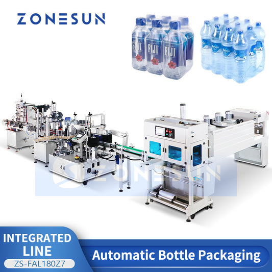 ZONESUN ZS-FAL180Z7 Automatic Liquid Filling Capping Labeling Wrapping Shrinking Production Line