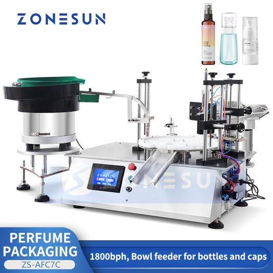 ZONESUN ZS-AFC7C Máquina rotativa de llenado y tapado de líquidos con biberón de perfume 