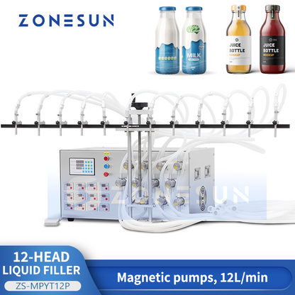 ZONESUN ZS-MPYT12P Semi Automatic Magnetic Pump Liquid Filling Machine