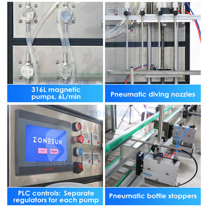 ZONESUN ZS-FAL180Z7 Riempimento automatico di liquidi Tappatura Etichettatura Avvolgimento Linea di produzione termoretraibile 