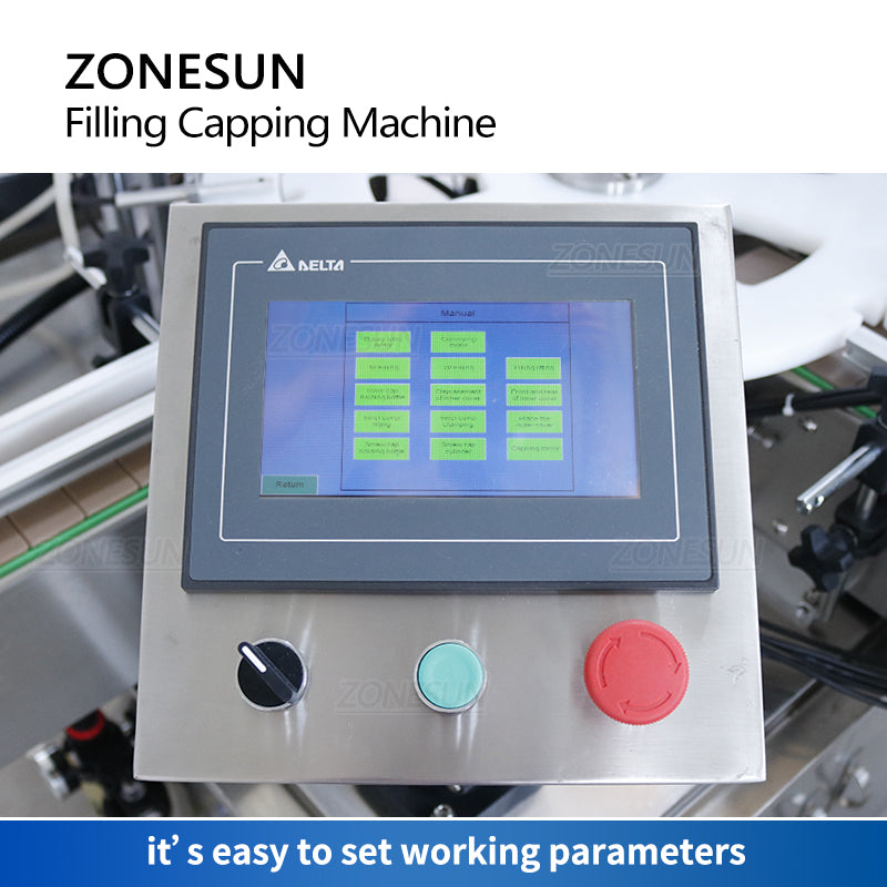 ZONESUN ZS-AFC11 Automatic Roll-on Bottles Magnetic Pump Liquid Filling Capping Machine With Cap Feeder