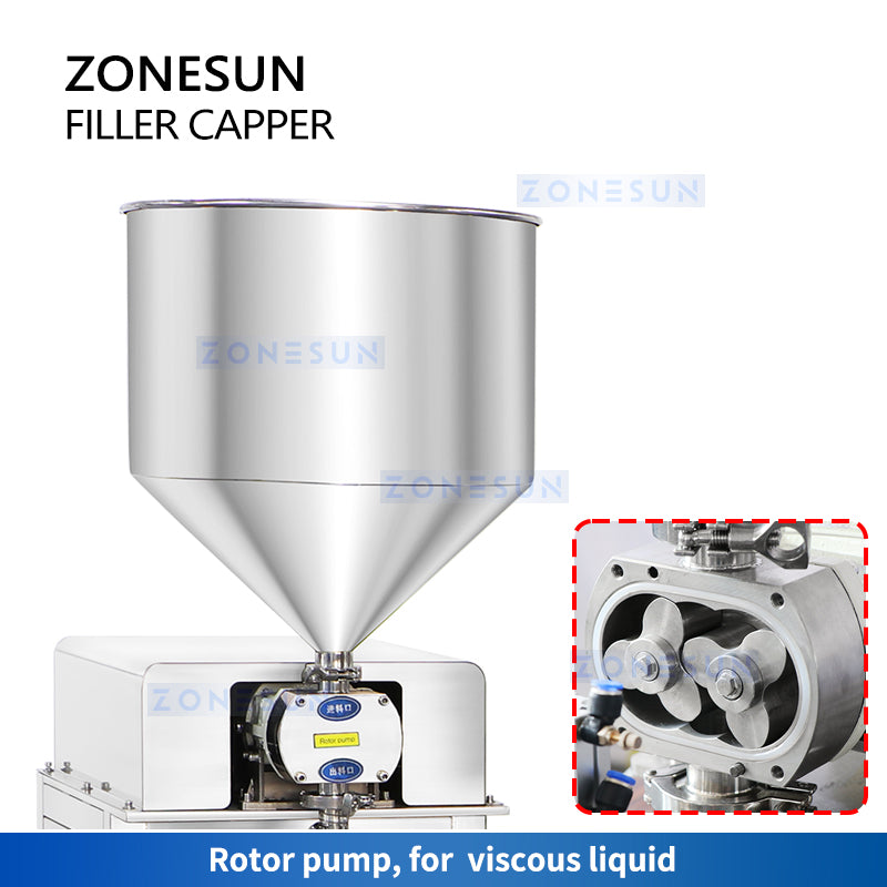 ZONESUN ZS-AFC26 Máquina automática de llenado y tapado de botellas de pasta con bomba de rotor 