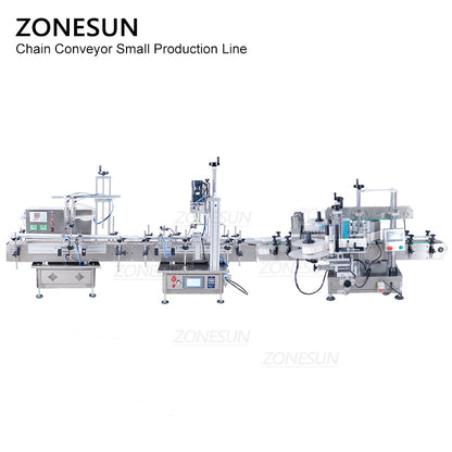 ZONESUN Small Automatic Pneumatic Filling Capping And Flat Labeling  Production Line