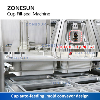 ZONESUN ZS-AFS01 Automatic 2 Nozzles Piston Pump Liquid Heating Filling Cup Sealing Machine