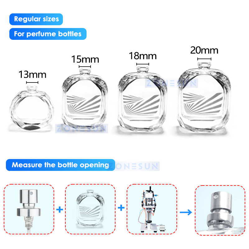 Tappatrice pneumatica per bottiglie di profumo ZONESUN ZS-YG08 13/15/18 / 20mm