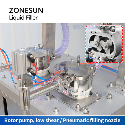 ZONESUN ZS-GTRP2 Máquina semiautomática de llenado de líquidos gruesos con bomba de rotor de 2 boquillas