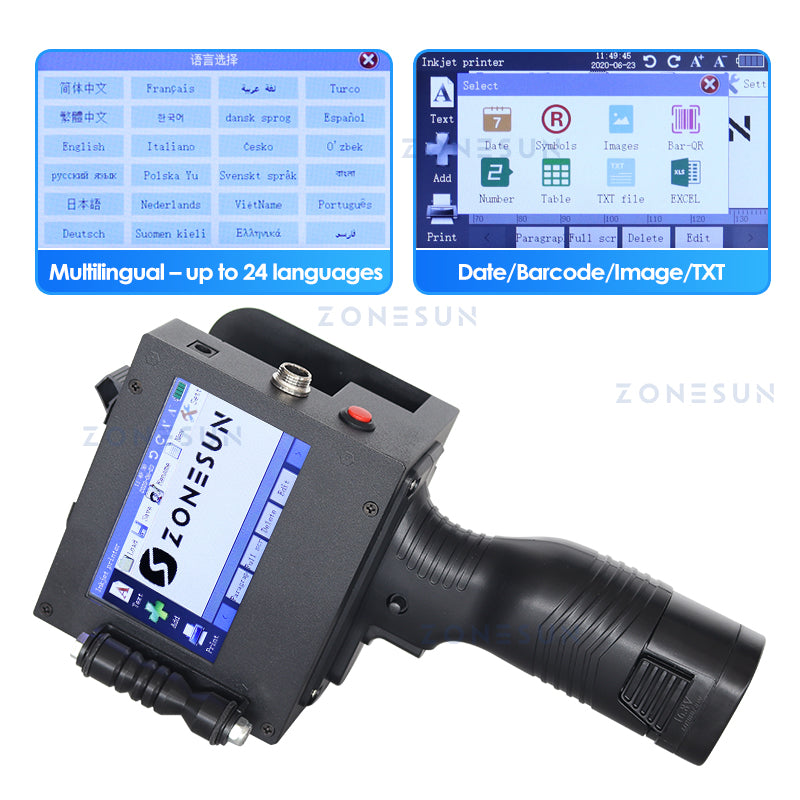 ZONESUN ZS-HIP508 Handheld Multilingual Inkjet Printing Machine