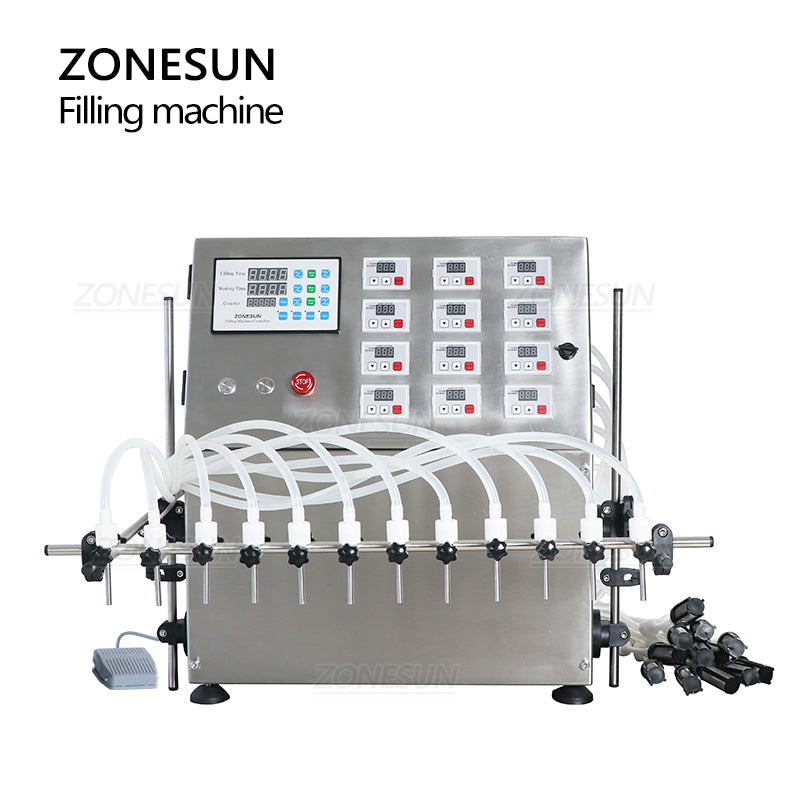 ZONESUN ZS-DPYT12P Semi-automatic 12 Nozzles Diaphragm Pump Liquid Filling Machine