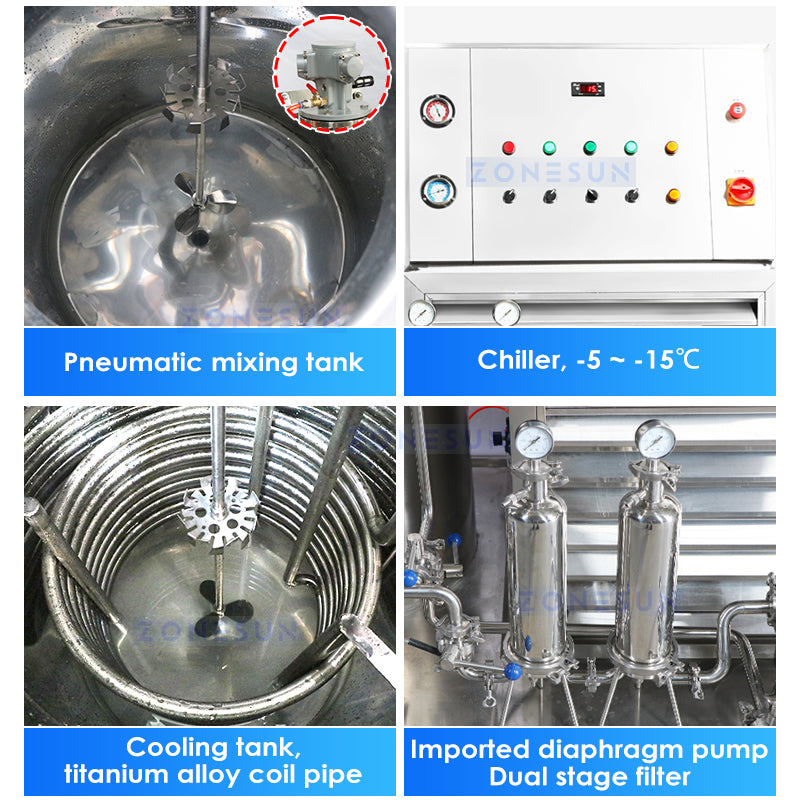 ZONESUN ZS-FAL180XW Automatic Perfume Mixing Cooling Filtration Filling Capping Production Line