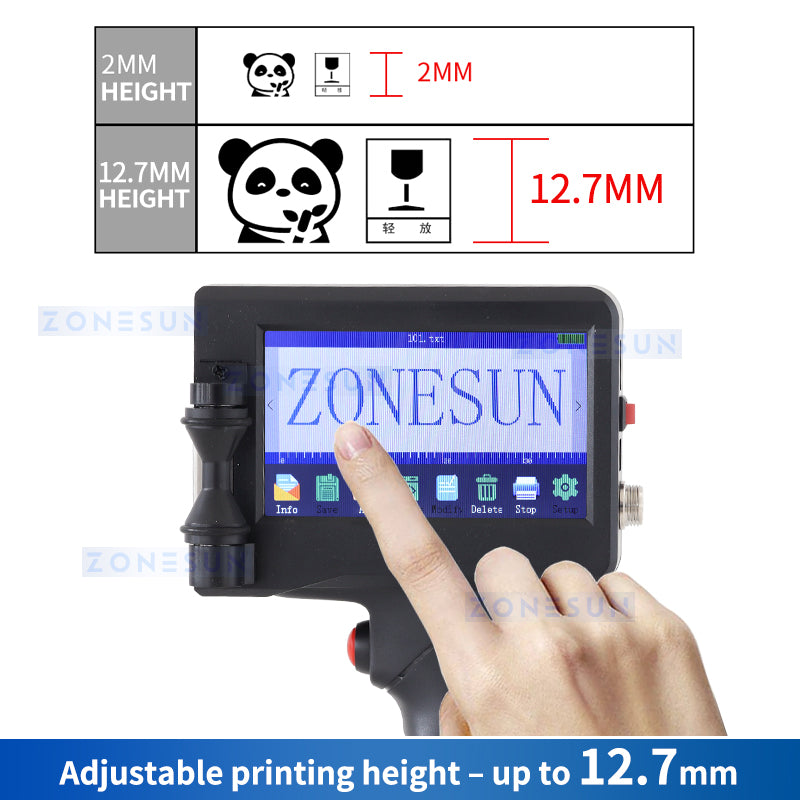 Máquina codificadora de impresora de inyección de tinta portátil ZONESUN ZS-HIP127