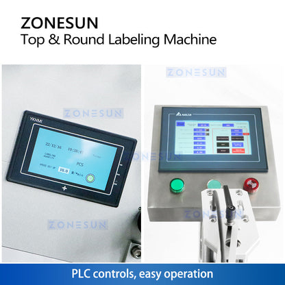 ZONESUN ZS-TB822P Automatic Top & Round Bottle Labeling Machine