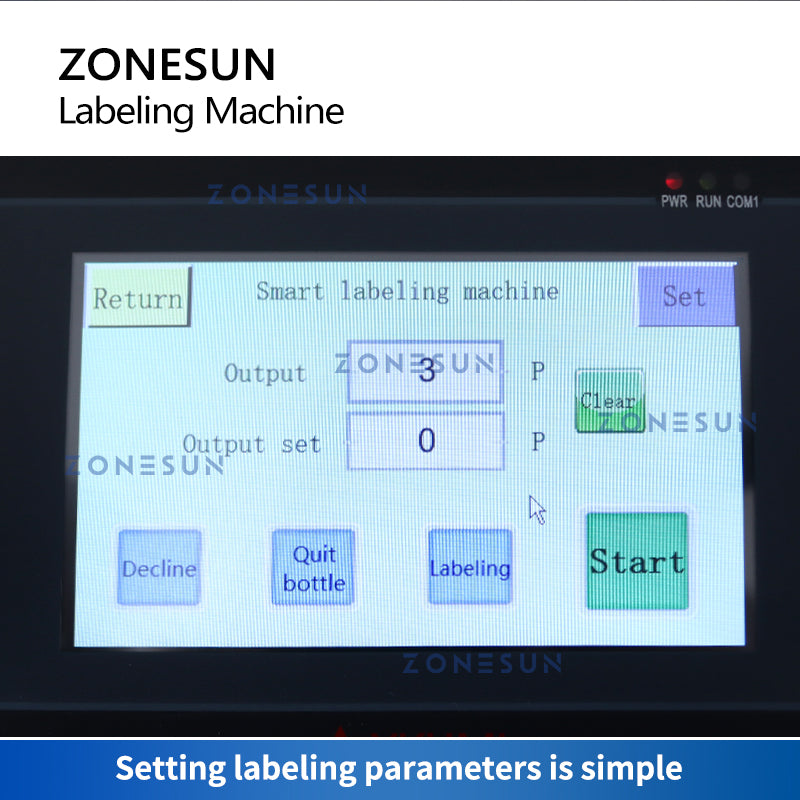 ZONESUN ZS-TB101 Etichettatrice per bottiglie rotonde a scorrimento singolo/doppio lato con scivolo di scarico 