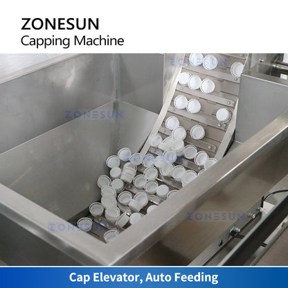 ZONESUN ZS-XG440T Servo Motor  Capping Machine with Cap Elevator